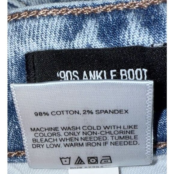Express Jeans 90s Ankle Boot Mid Rise Light Wash Stretch Raw Hem Distress 14R - Picture 13 of 13